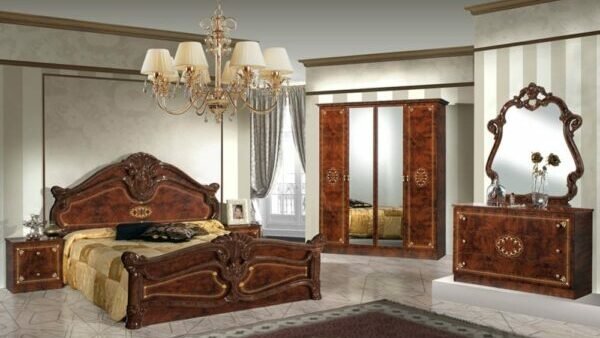 Dima Mobili Amalfi Walnut Bedroom Set with 4 Door Wardrobe