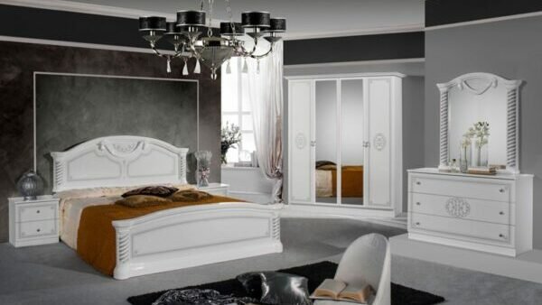 Dima Mobili Vera White Bedroom Set with 4 Door Wardrobe