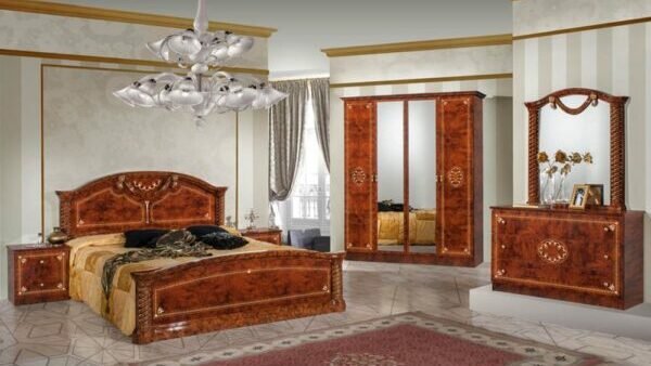 Dima Mobili Vera Walnut Bedroom Set with 4 Door Wardrobe