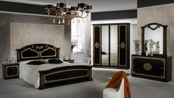 Dima Mobili Vera Black Bedroom Set with 6 Door Wardrobe