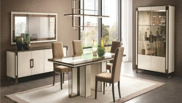 Adora Poesia Italian Large Rectangular Dining Table with 6 Dining Chairs