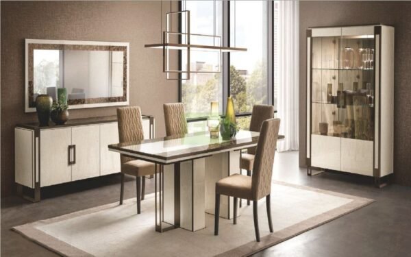 Adora Poesia Italian Large Rectangular Dining Table with 6 Dining Chairs