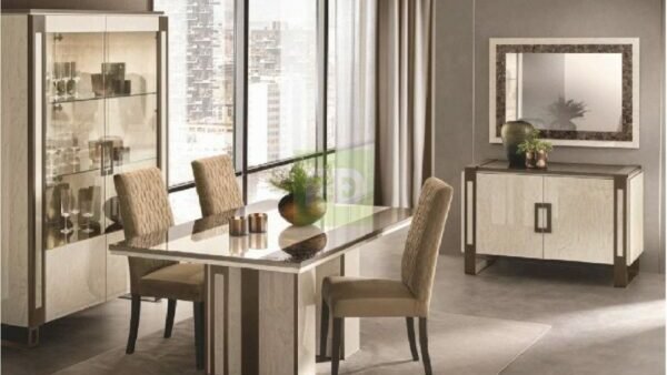 Adora Poesia Italian Small Rectangular Dining Table with 4 Dining Chairs