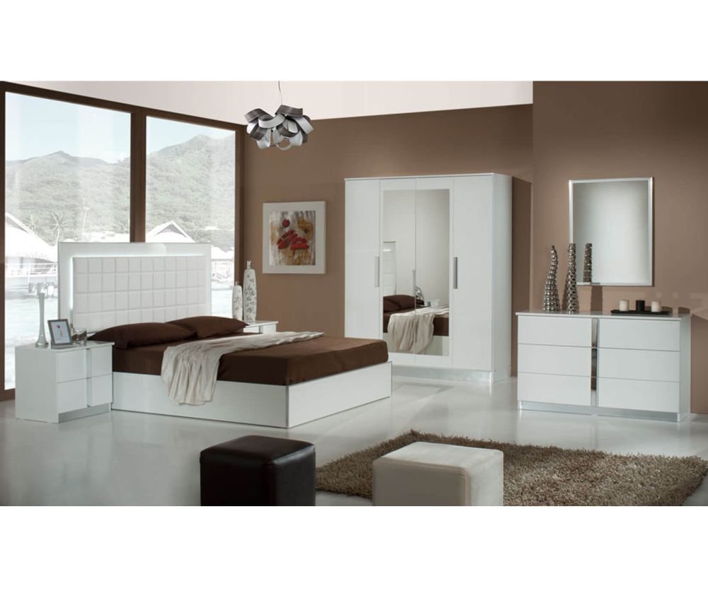 Dima Mobili Nour White Bedroom Set with 4 Door Wardrobe