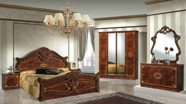 Dima Mobili Amalfi Walnut Bedroom Set with 6 Door Wardrobe