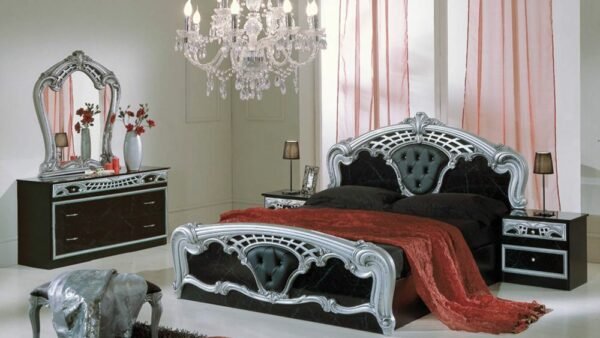 Dima Mobili Lara Black and Silver Bedroom Set with 6 Door Wardrobe