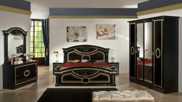 Dima Mobili Kate Black Bedroom Set with 4 Door Wardrobe