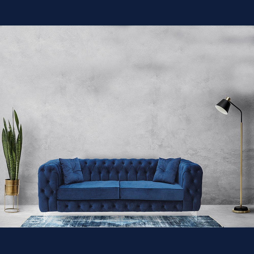Chicago Blue Chesterfield Sofa Set