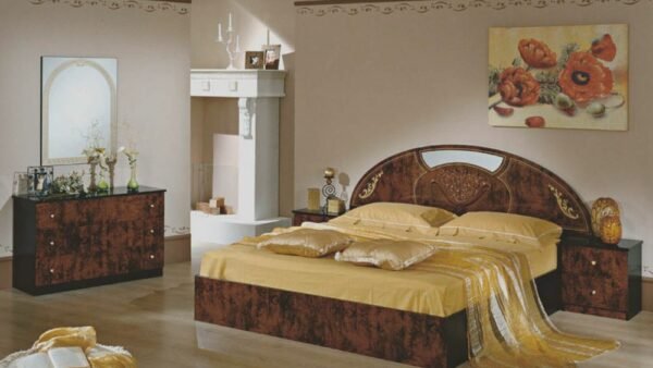 Dima Mobili Rosa Walnut Bedroom Set with 6 Door Wardrobe