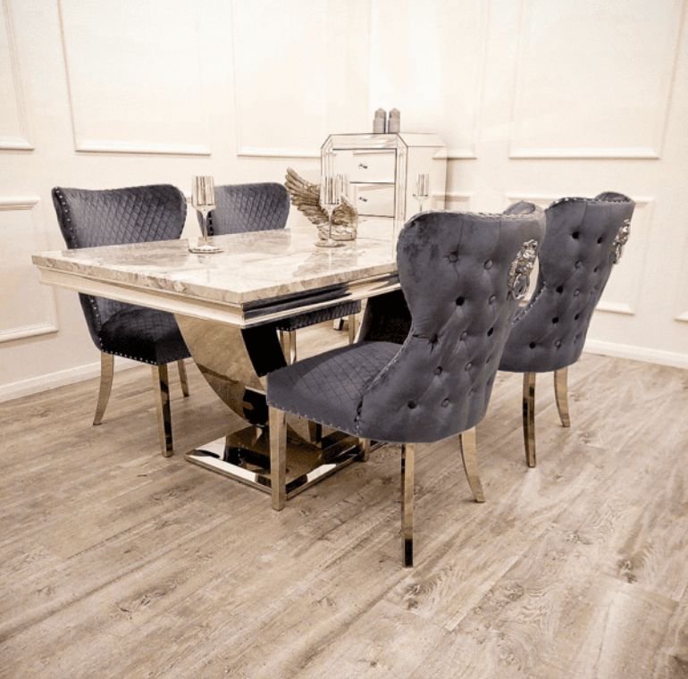 Arial Marble Dining Table With Chelsea Chairs